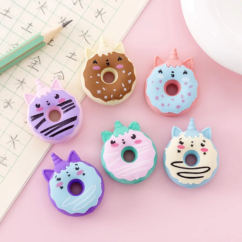 2023 Wholesale  Kawaii Donut Unicorn Cute Cartoon Random Erasers for  Student