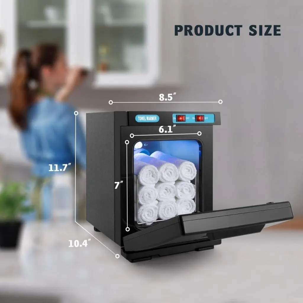 Salon Beauty Equipment Hot Towel Warmer Machine With UV Light Black Heated Towel Cabinet Warmer
