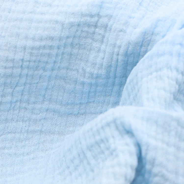 Double gauze muslin fabric 100% cotton crepe fabric plain and printed pattern for baby clothing