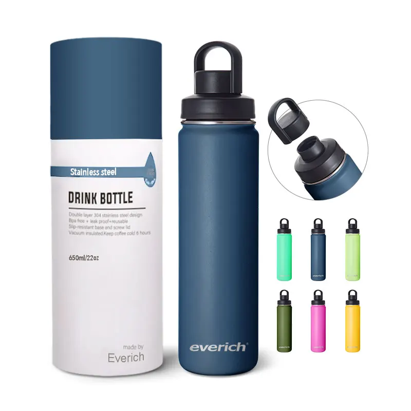 Everich Suit for Outdoors Double Walled 304 Stainless Steel Insulated Water Bottle With ODM Ice Cubes Filter and Handle Lid