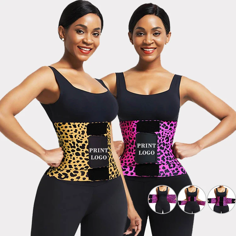 Waistdear Latest Design Red Leopard Print Neoprene Waist Trainer Women Waist Tummy Trimmer Slimming Belt