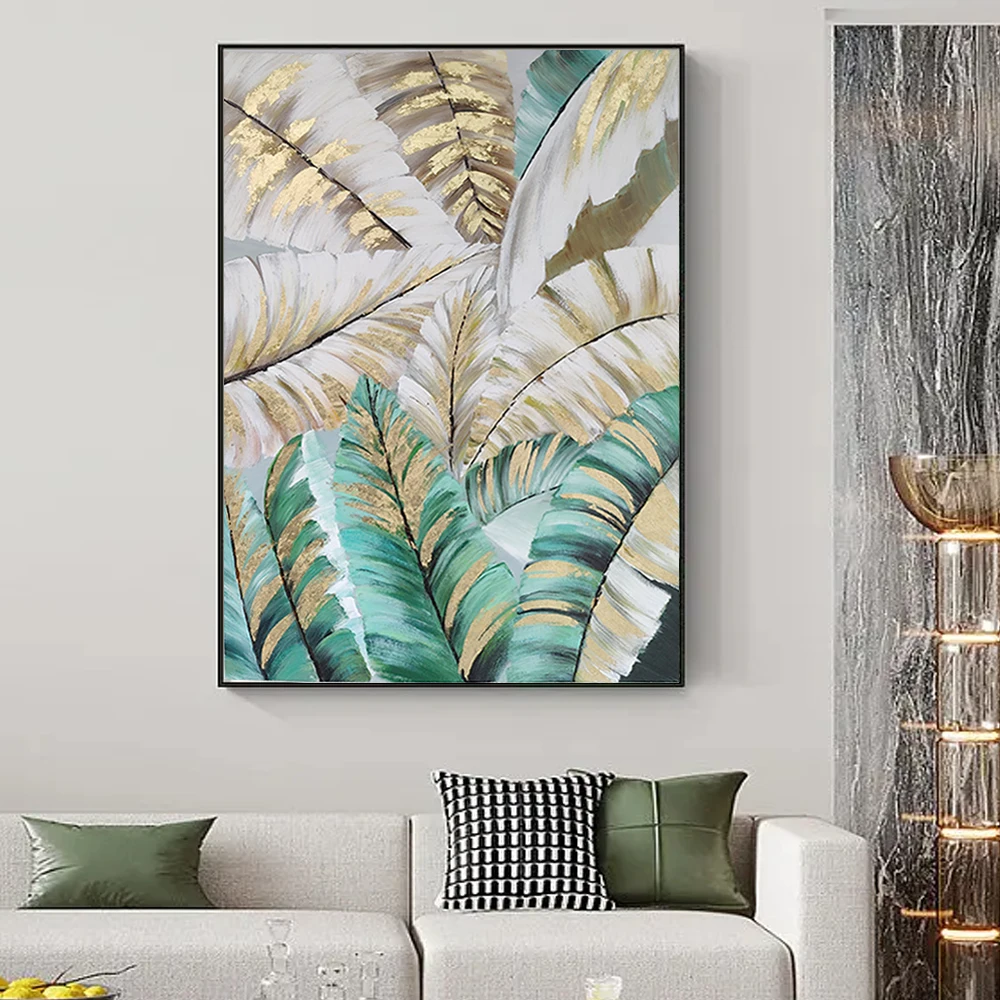 HUACAN Handpainted Oil Painting On Canvas Leaf Home Wall Art Canvas New Arrival Flower Painting Modern Picture For Living Room