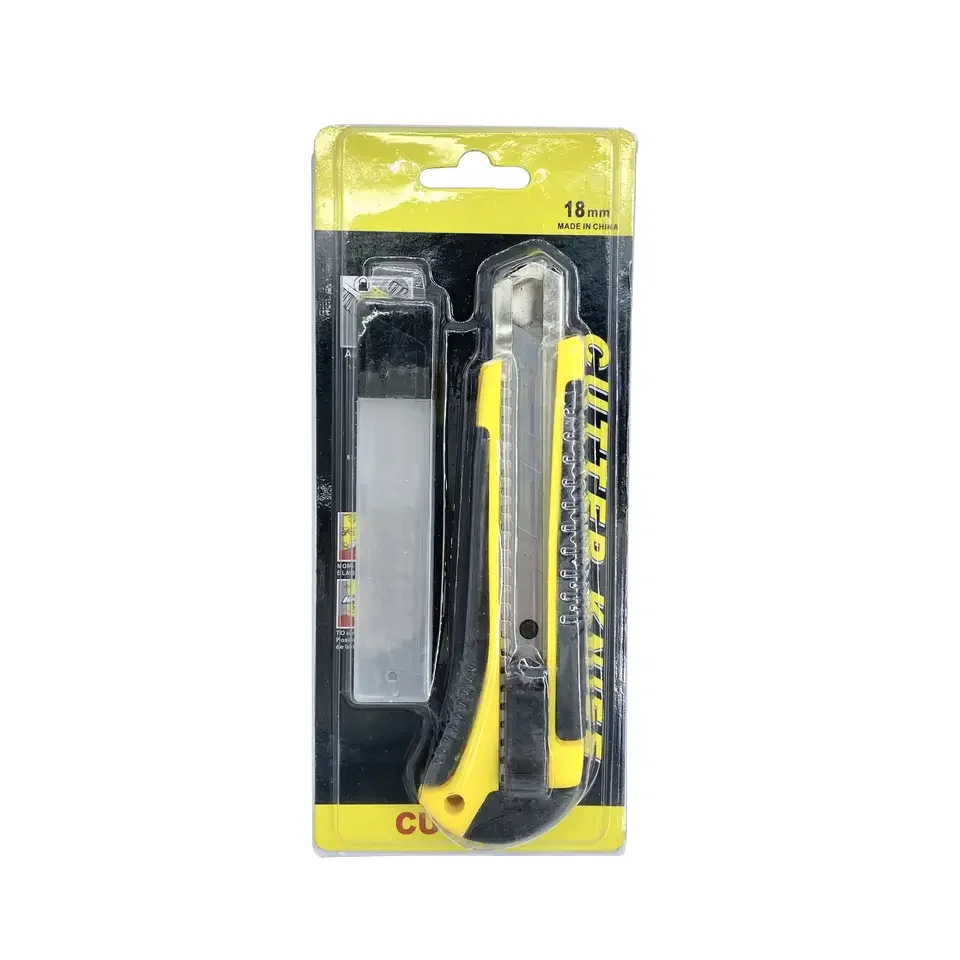 Low MOQ High Quality Retractable 18mm Utility Knife Set Plastic Handle Metal Blade Box Cutter Knife