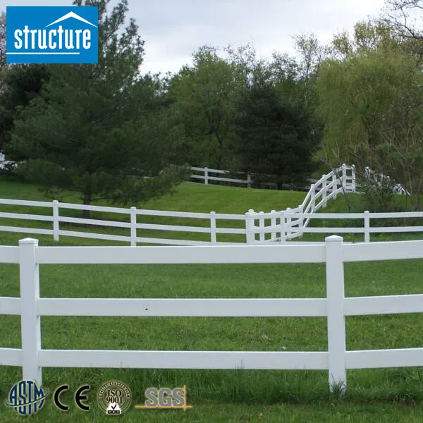 PVC Vinyl Plastic Rail Used Horse Paddock Fence Panels For Farm