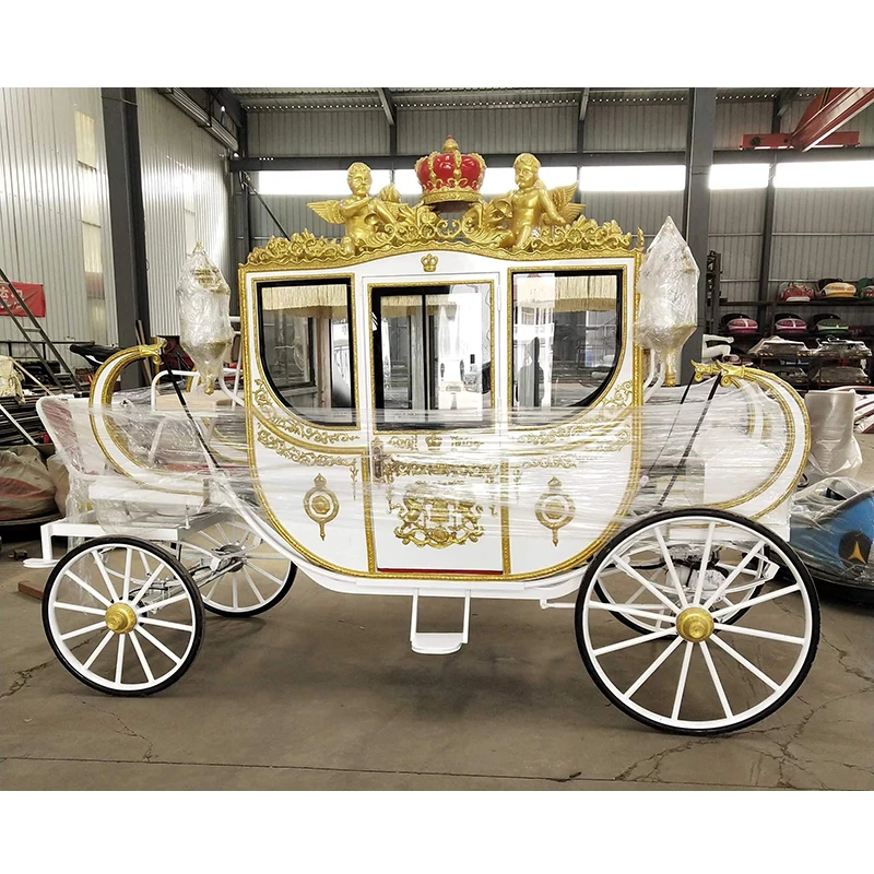 Custom Hot Sell White Sightseeing Luxury Comfortable Tourist Horse Drawn Carriage
