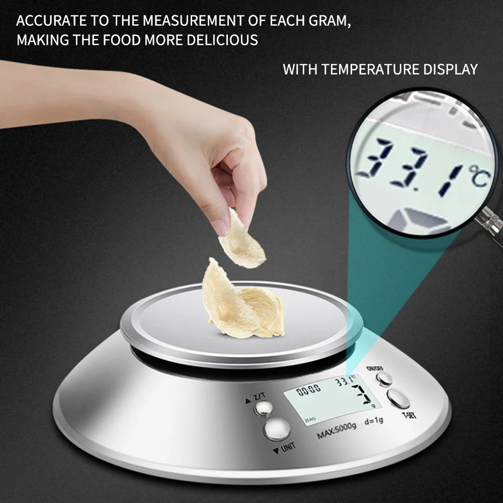 Design of Stainless Steel Cooking Kitchen Scale Food Scale 5kg/1g Digital Kitchen Scale