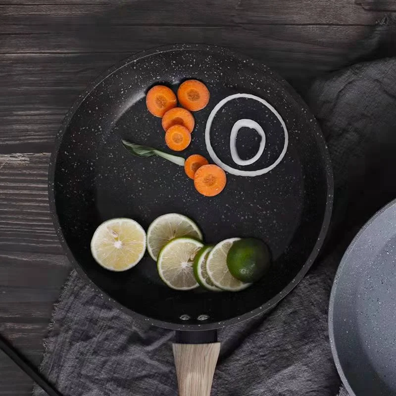 Non stick fry pans electric cookware set forged aluminium fry pan with wooden handle