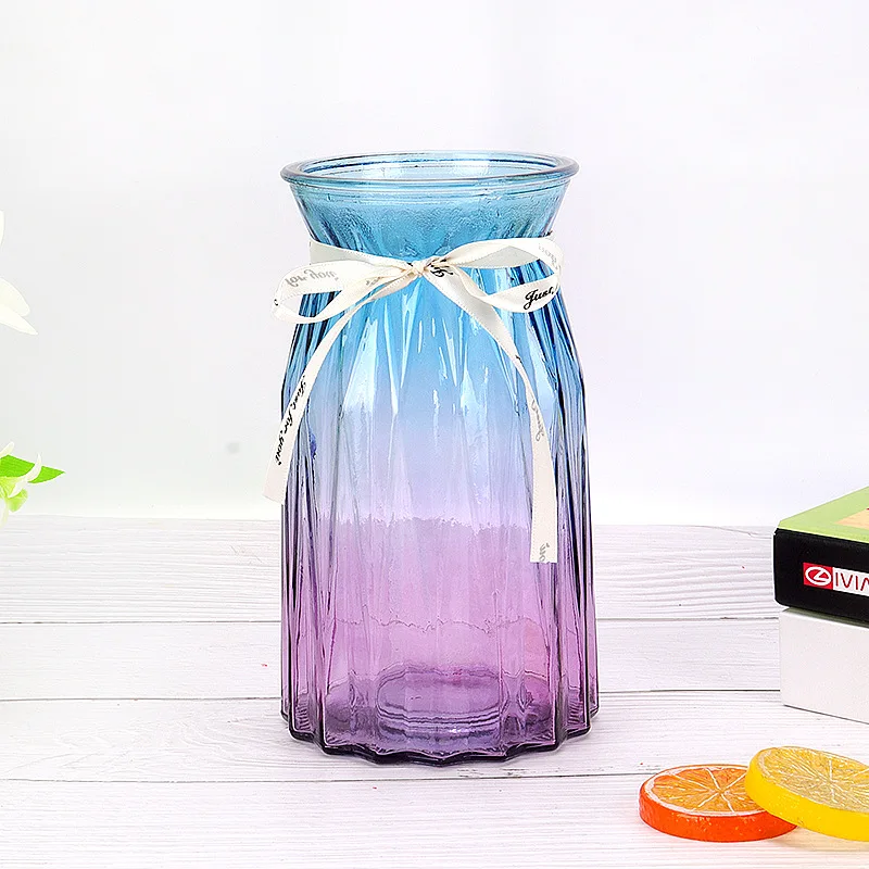 Wholesale cheap home decor glass flower vase Fashion modern clear glass vase