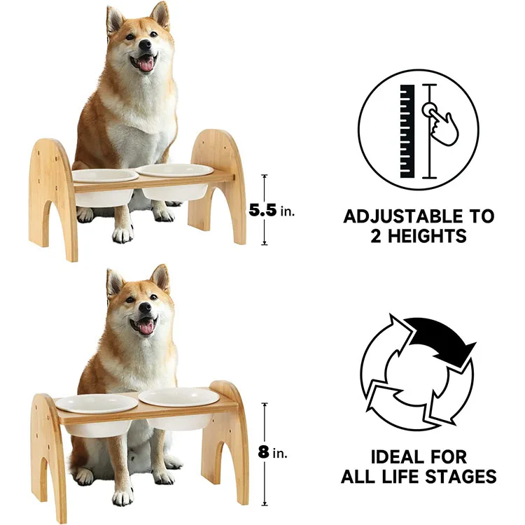 New design novelty durable eco friendly portable cat food milk drinking bamboo ceramic pet bowl feeder