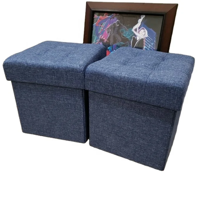 Wholesaler Hot Selling Living Furniture Customized Folding Fabric Leather Bench Storage Ottoman  with Strong Support