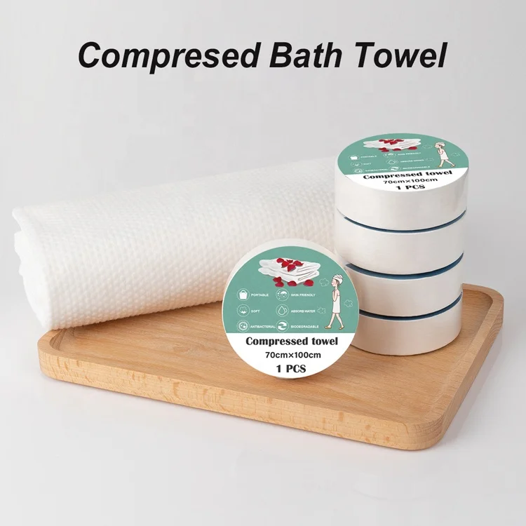 Disposable Compressed Non-Woven Cotton Bath Towel 70x100cm