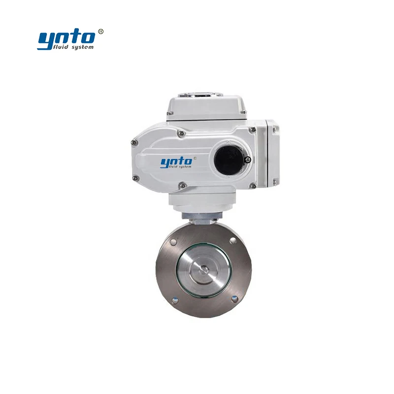 YNTO 220VAC 4-20ma Cast Iron wafer 3 inch Hard Sea electric butterfly valve 304ss 316ss air control valve