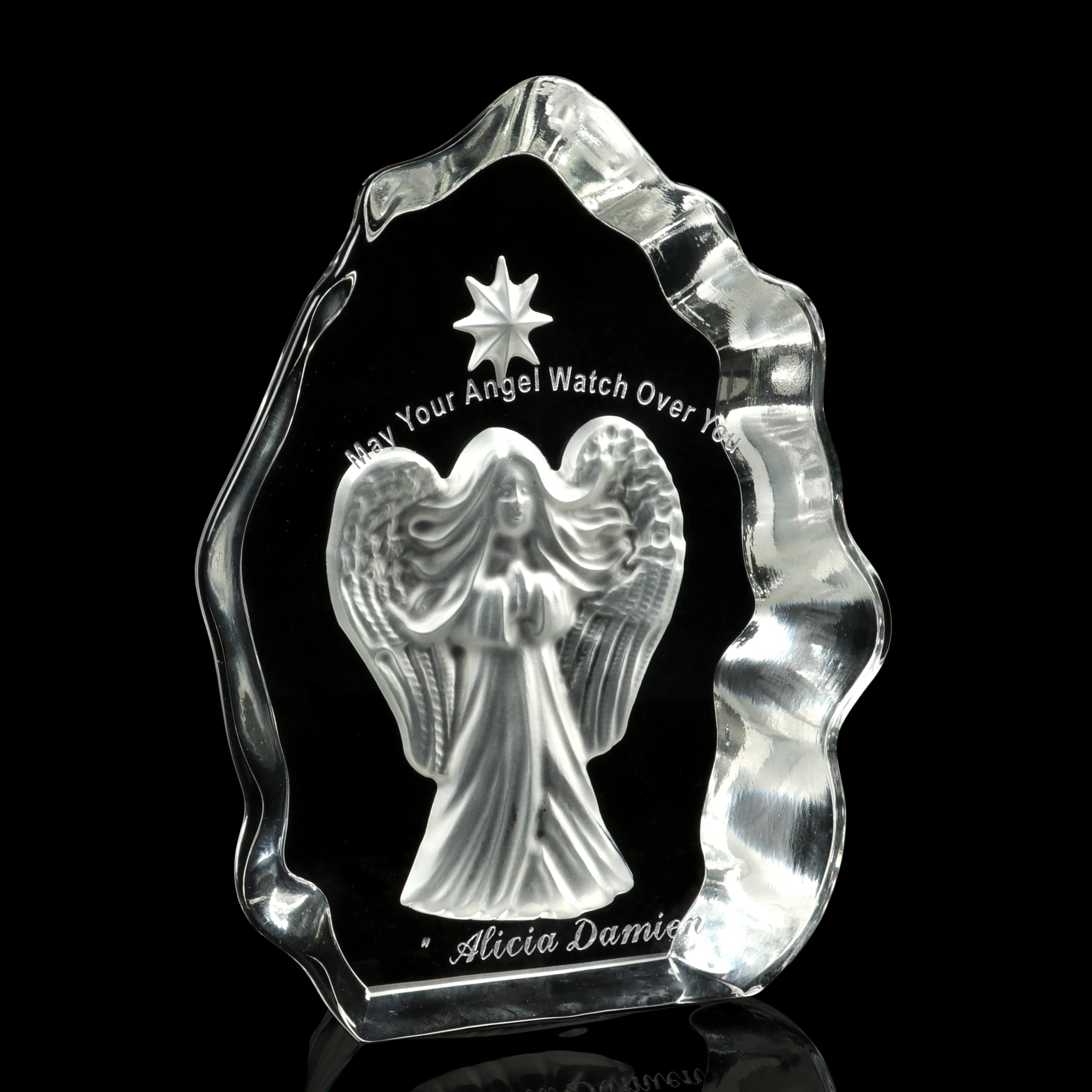 clear glass stock wholesale small crystal praying angel standing for christmas gifts