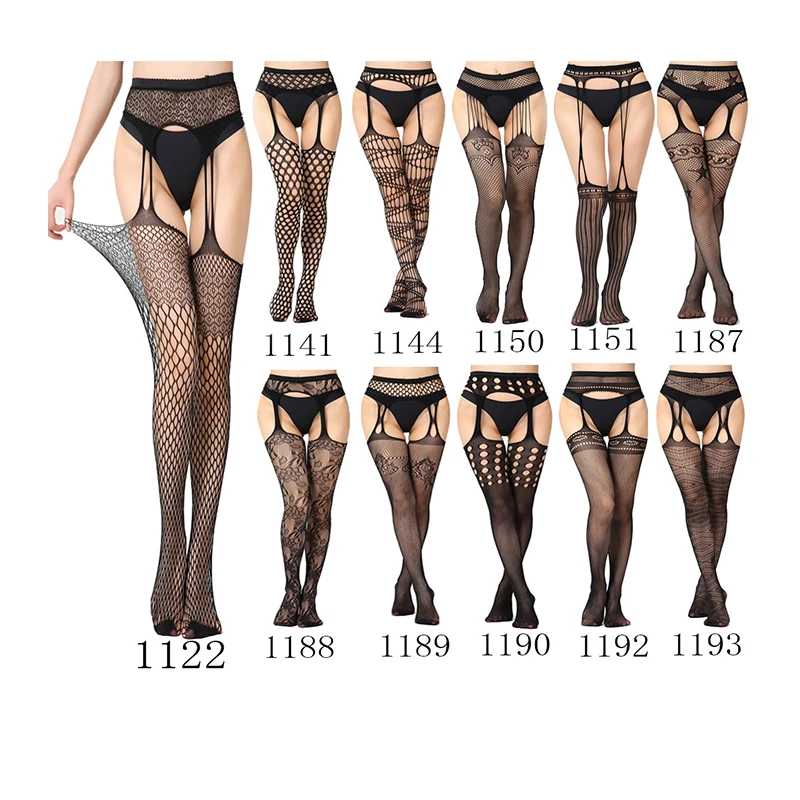 black Tights Fishnet Stretchy Garter Belt Sexy Pantyhose Girl sexy Long Stocking