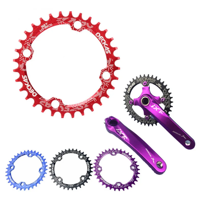 DECKAS 32T34T36T38T bicycle chainwheel mtb bike positive negative tooth chainring 104BCD round oval single disc crank chain ring