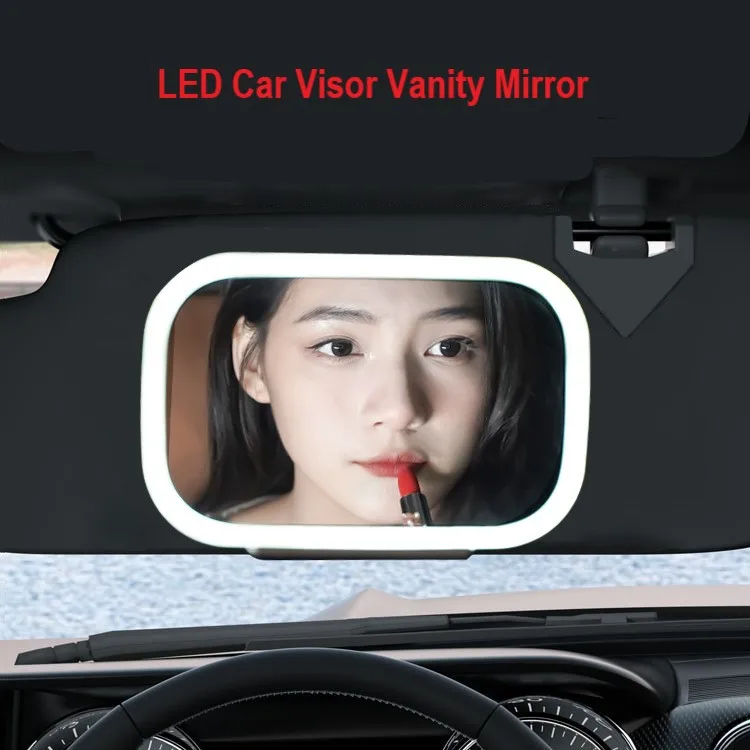 Car Sun Visor Vanity Mirror Rechargeable Makeup Mirror with 3 Light Modes LED Car Visor Vanity Mirror