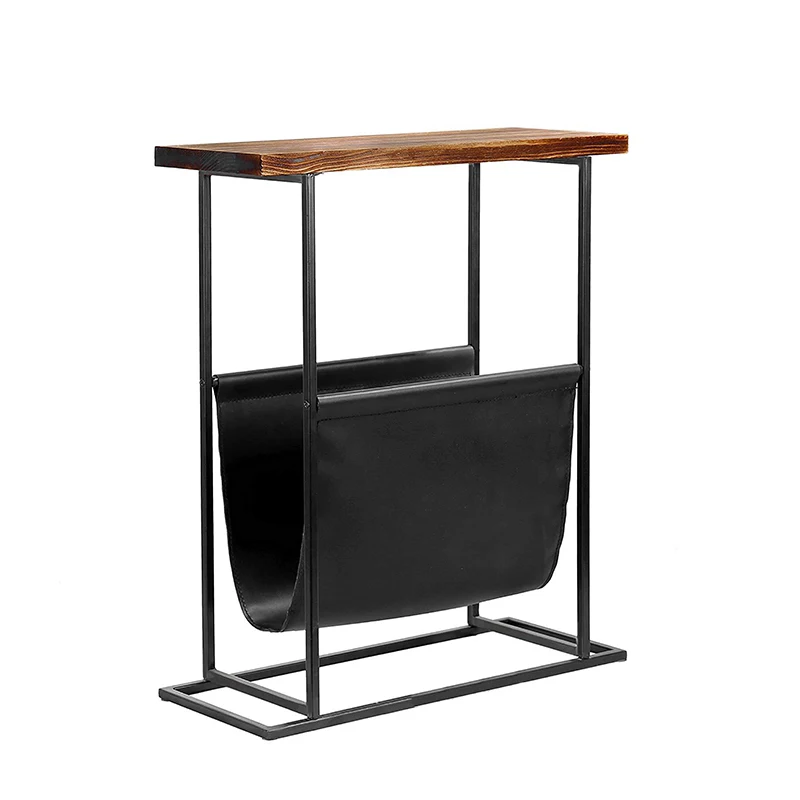 
Side Table H Shape Storage Display Stand Industrial Nightstand Sofa Table Storage Table with Magazine Holder for Home Office 