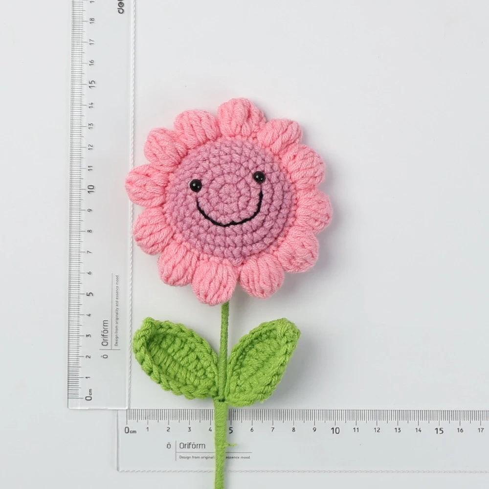 Yopin-2405 Wholesale Handmade Woven Sunflower Gift Flowers Crochet Yarn Sunflowers
