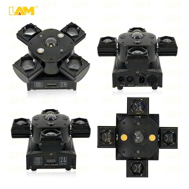 80W 4in1 Led stage lights 4 armed dj lights lazer dj equipment Mini 4 Arms Beam Strobe Laser Led Moving Head Light For Disco