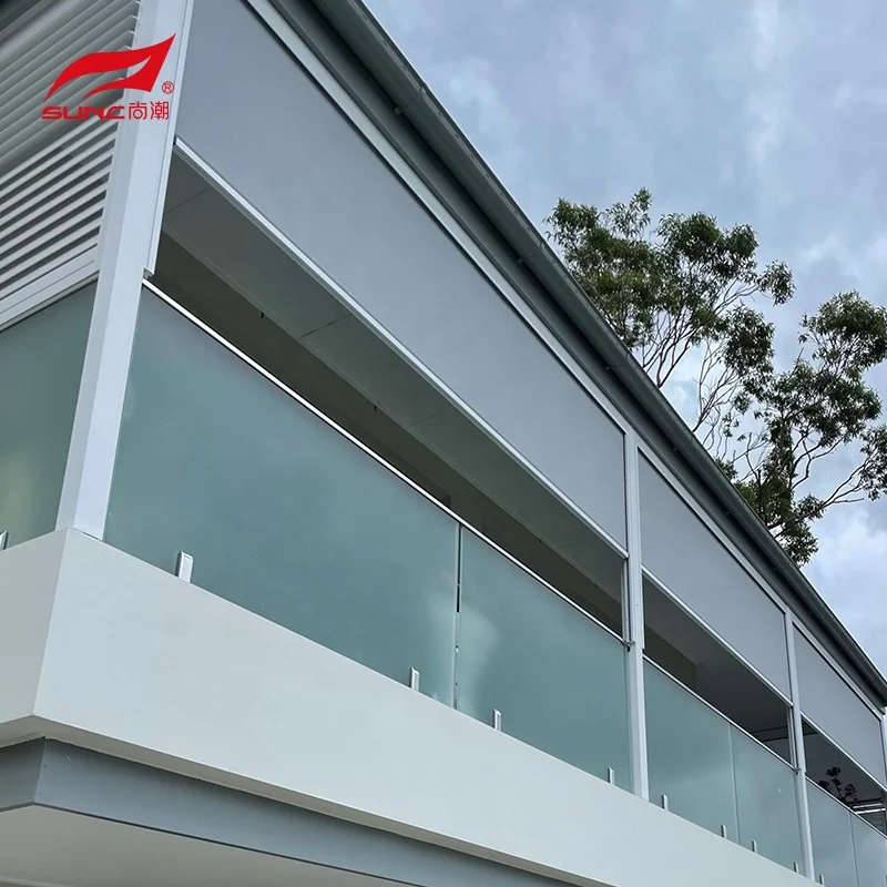 Motorized PVC Waterproof Electric Zip Screen Blinds Roller Zip Track Shade for Home Use for Outdoor Garden Patio