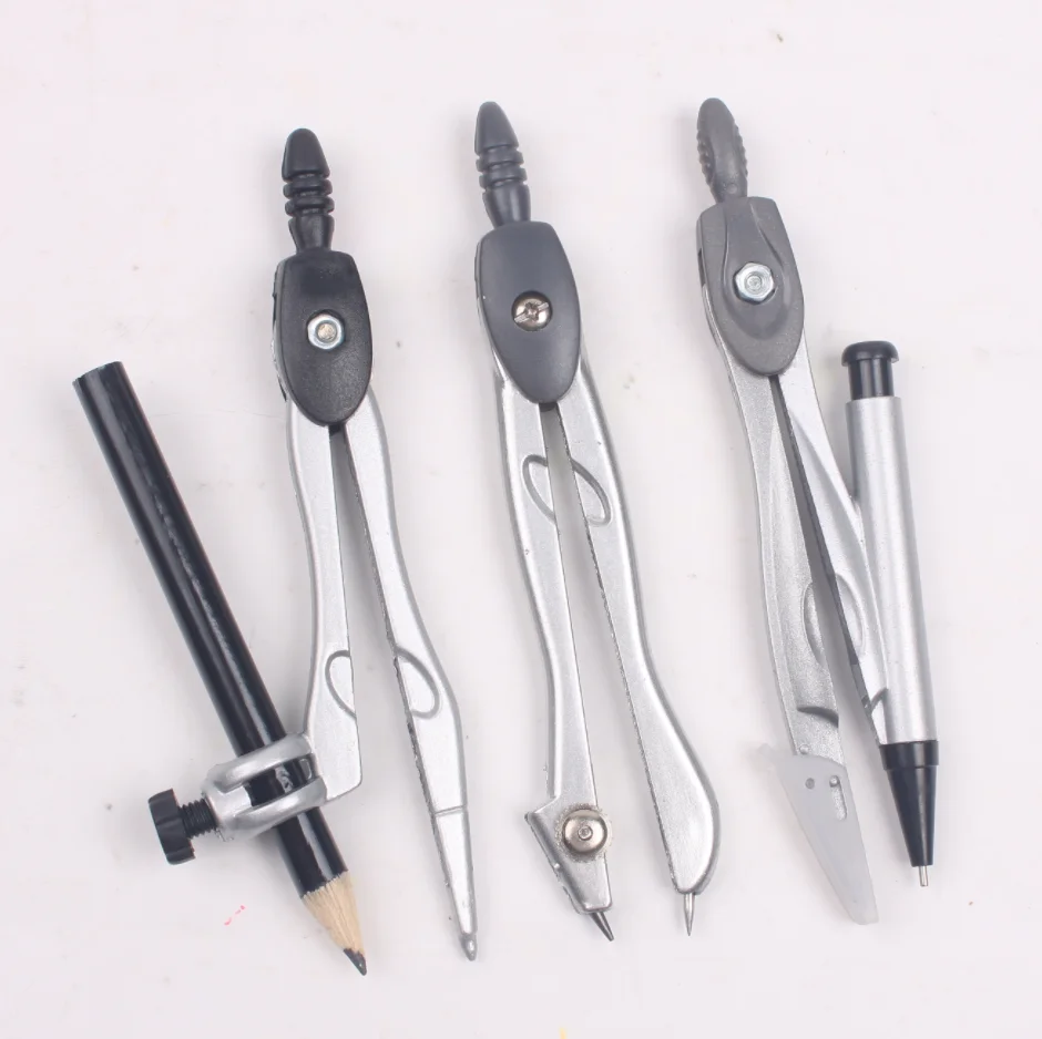Math Geometry Kit Set Multi Functional Drawing Compasses 7PCS Set School Students Safety Metal Compass Set