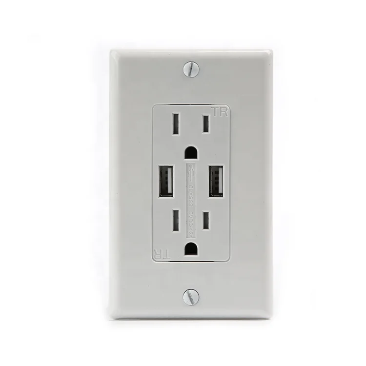 Shanghai Linsky LTUR4.2-15 15A USB Wall Outlet With USB Charging Ports (4.2 Amp) white color