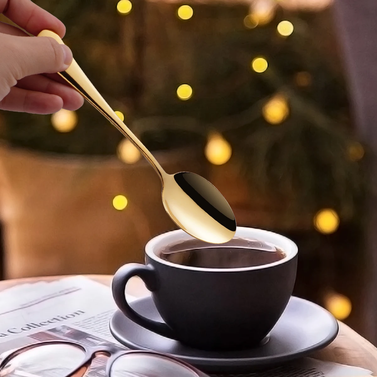 Custom Hotel Wedding Premium Durable Spoon Fork Knife Wooden Gift Box Silverware 48pcs Cutlery Luxury Gold Silver Flatware Set