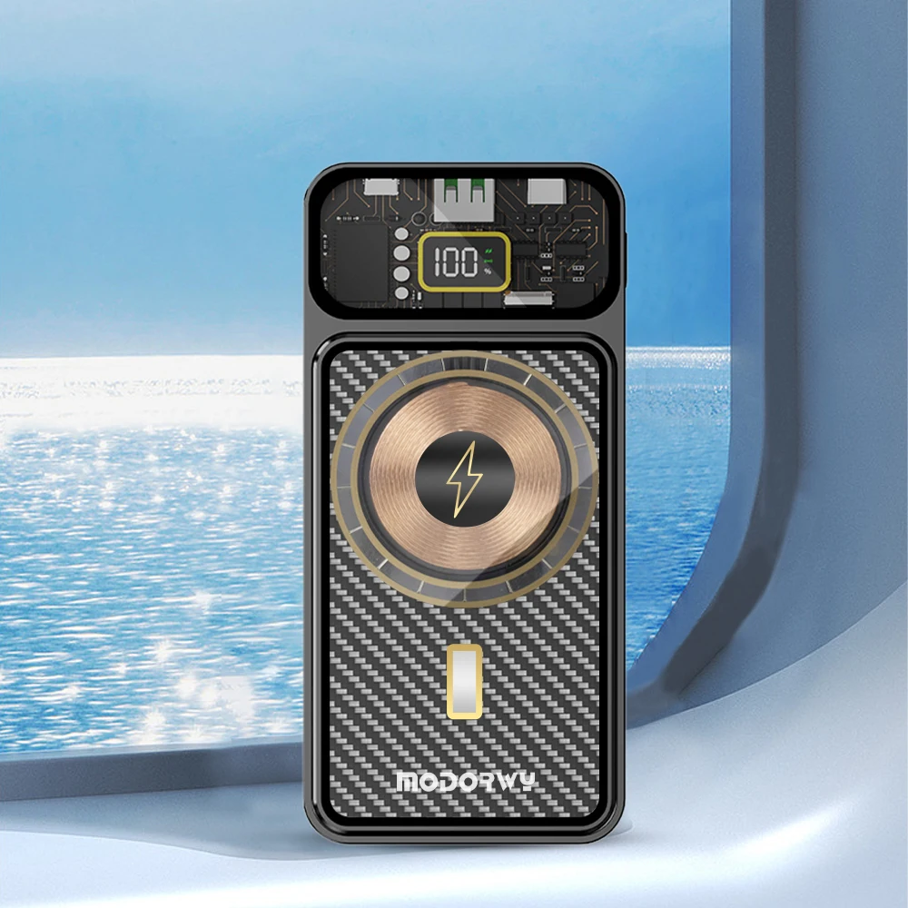 Latest Design Portable charger 12000mah Magnetic Power Bank Battery Pack Wireless chargers transparent Portable Mobile Charge