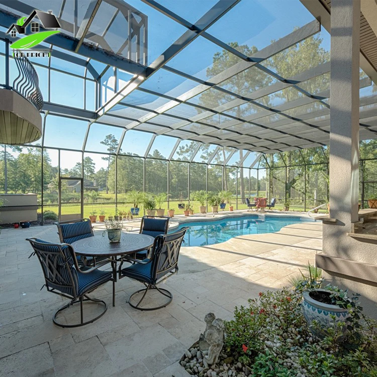 
Aluminum metal roof panels frame veranda glass sliding dividers aluminum door glass garden room 