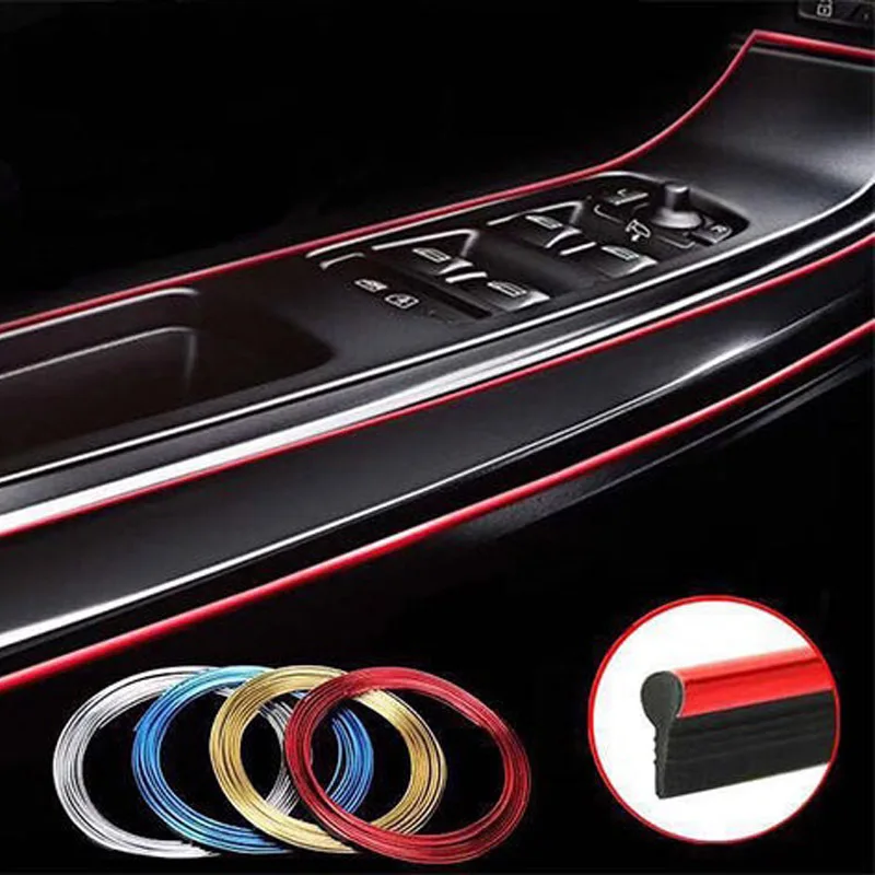 PUERXIN 5M Universal Auto Door Gap Edge Seal Line Trim Strips Dashboard Car Interior Moulding Trim Decoration Strip
