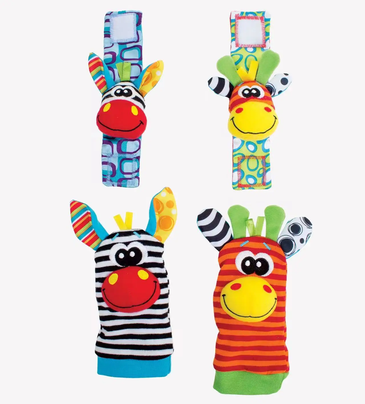 Newborn Cute Animal Soft Toys Soft Animal Plush Wrist Strap Foot Socks Baby Rattle Infant Kids Rattle Toys Wrist Foot Socks