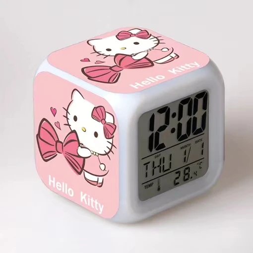 Hello kittyi girls wake up light kids digital alarm clock button batteries HK usb bed alarm clocks