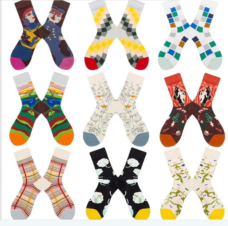 Low MOQ dress Jacquard colorful crazy novelty happy funny men socks