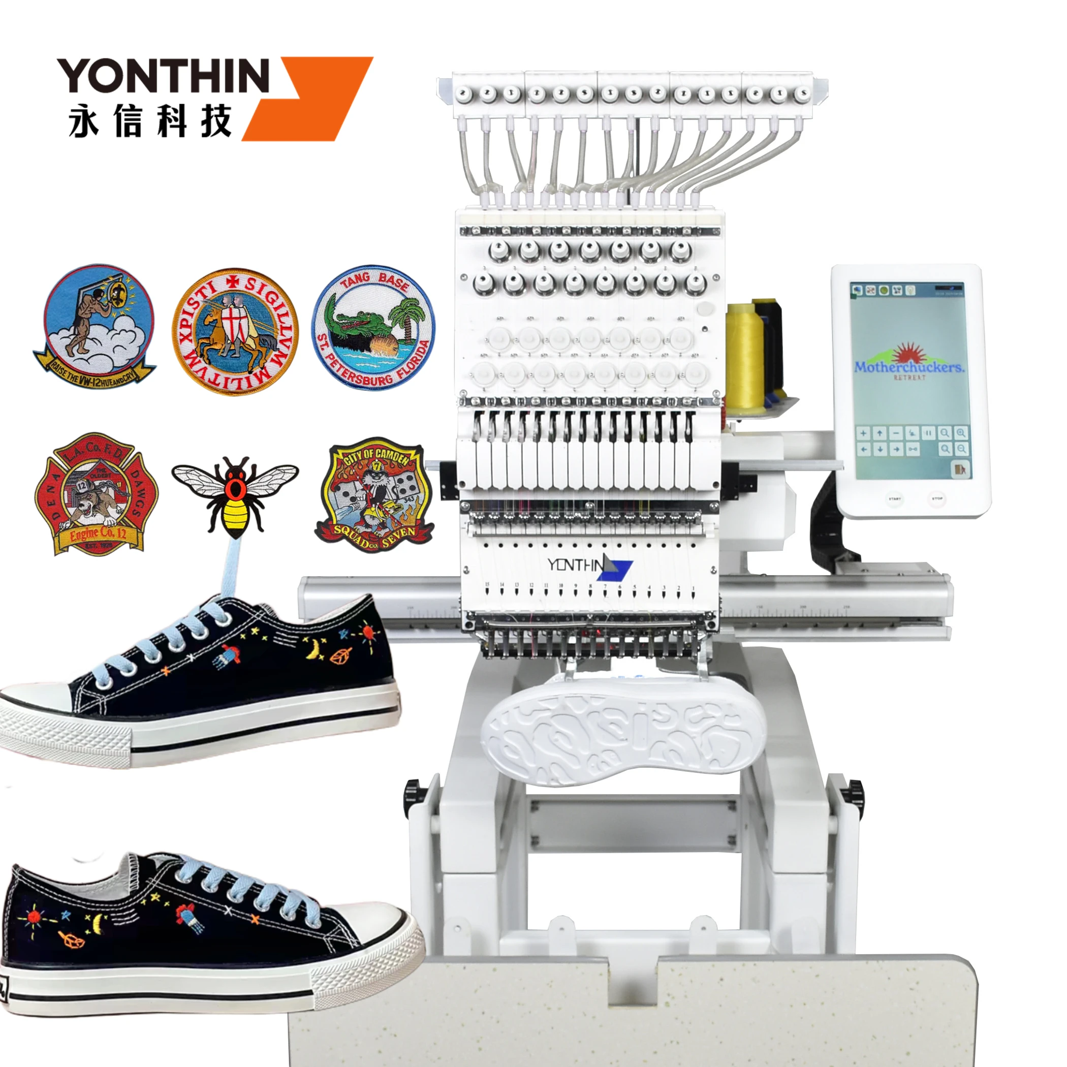 Yonthin high-accuracy 1200rpm multifunctional computerized one head embroidery machine with 15/12 needles maquina de bordado