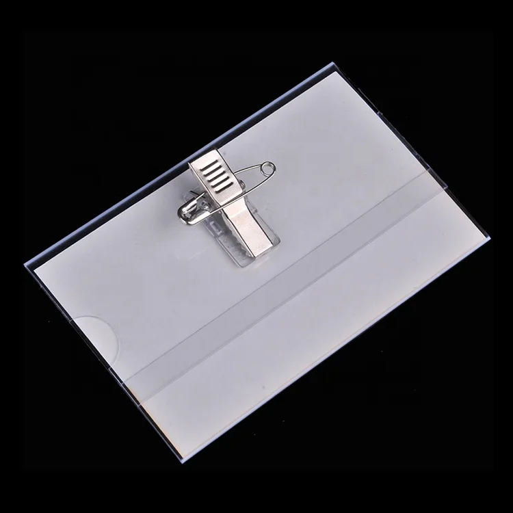 91x62mm / 90x54mm  Pin Clip Name Badge Tag Holder Clear soft PVC ID Card Holder for Office Meeting ID Holding
