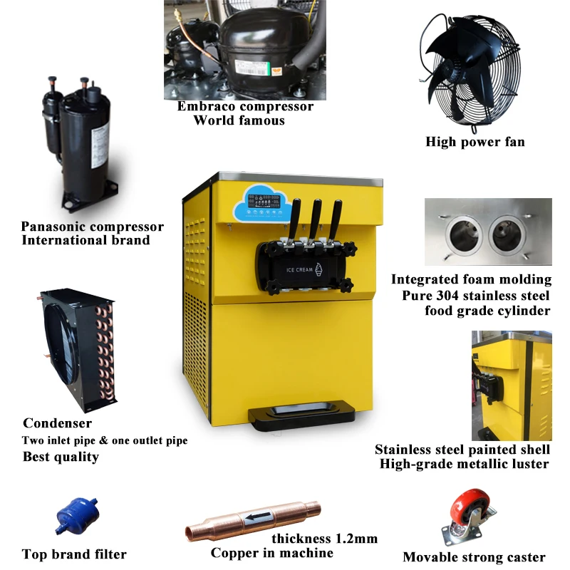 Popular  table top soft serve ice cream machine three flavors automatic soft ice cream vending machine