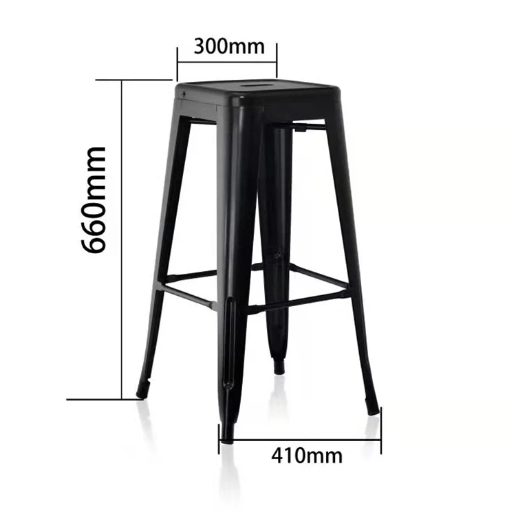 K&B wholesale high quality industrial black stackable metal bar stool chair kitchen bar stools