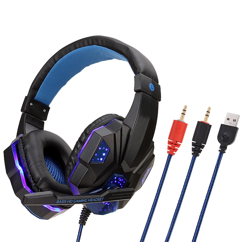 Проводная игровая стереогарнитура USB Audifonos OEM, игровые наушники для Xbox One PS4 PS5 PC с микрофоном и светодиодной подсветкой