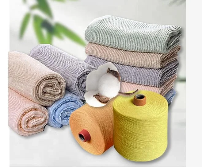 green high-quality 100% cotton dyed yarn for knitting for towel BCI cotton 20s 30s Carded yarn Combed yarn
