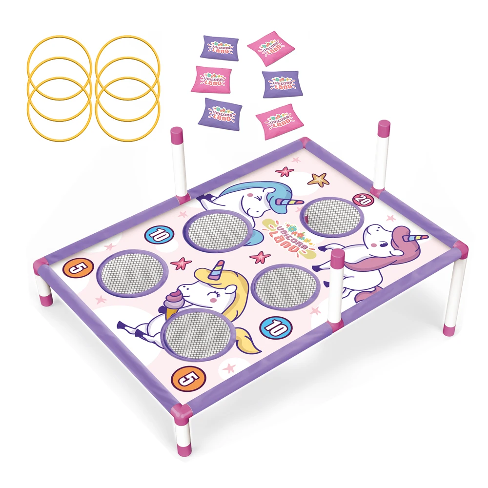 Kids 2 in 1 outdoor sports toss toy dinosaur target earth sand bags and rings throwing game set