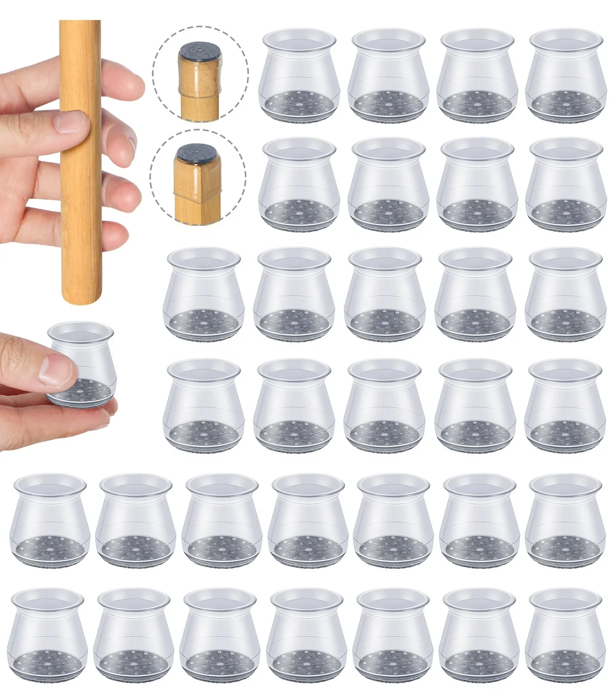 32 шт. небольшой силиконовый TPR ножка стула защитные приспособления для пола Модернизированный мебельные колодки с войлоком