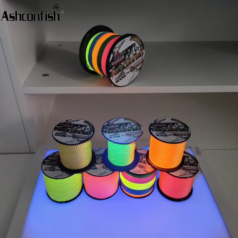ASHCONFISH UV light  HALO Orange 1000 M 8 Strand Braided Fishing Line Fly Saltwater Sea Japan Braided Fishing Line