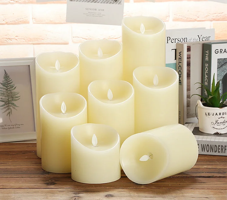 BESTSUN Luxury Home Wedding Restaurant Decoration Pillar Ivory White Real Paraffin Wax Led Candle