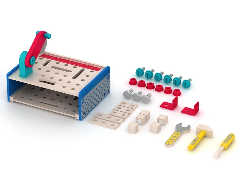 33pcs Wooden tools toy tabletop workbench pretend game