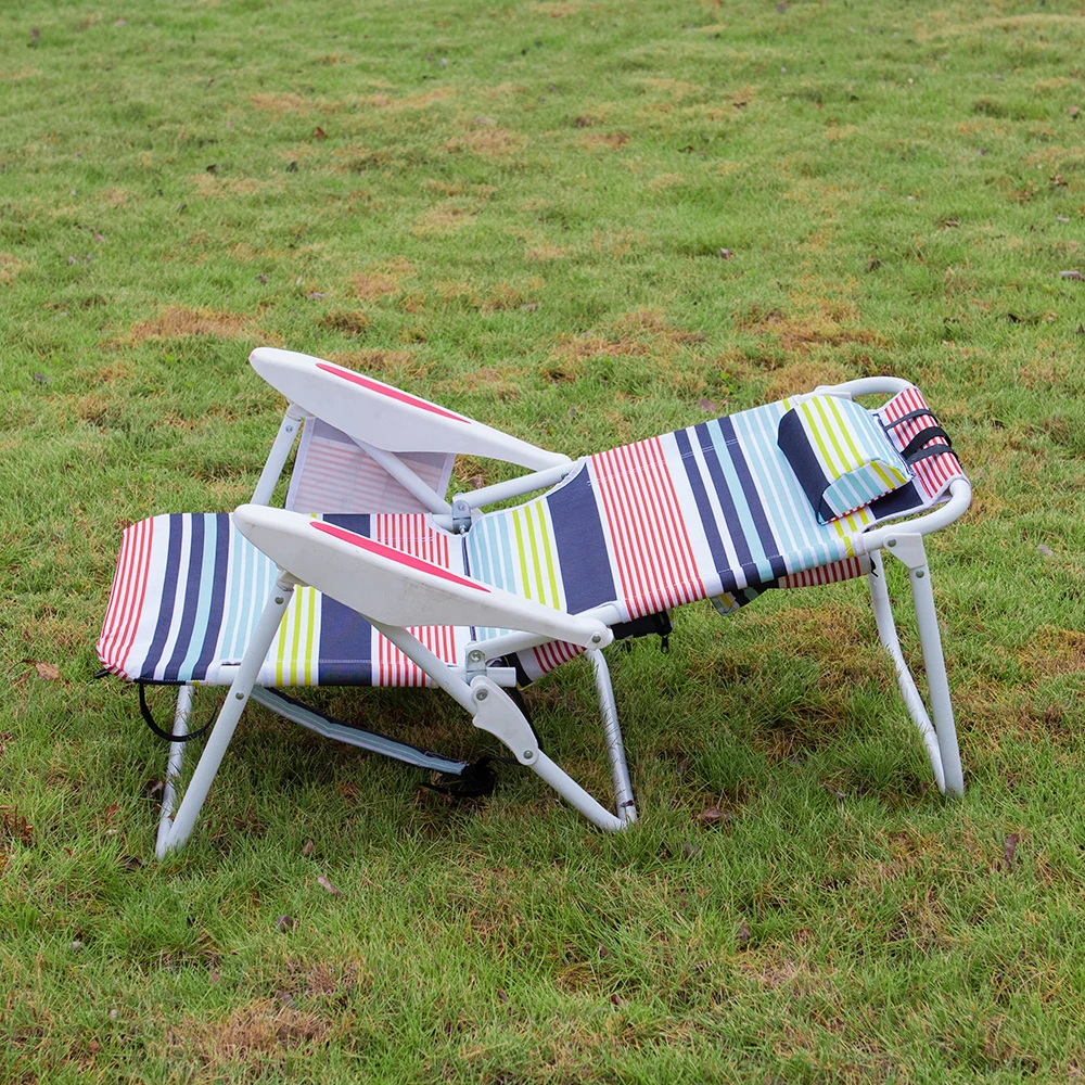 Folding Beach Chairs with  Towel Bar Portable Lightweight Reclining Chair Outdoor for Sand Sunbathing Camping Lawn