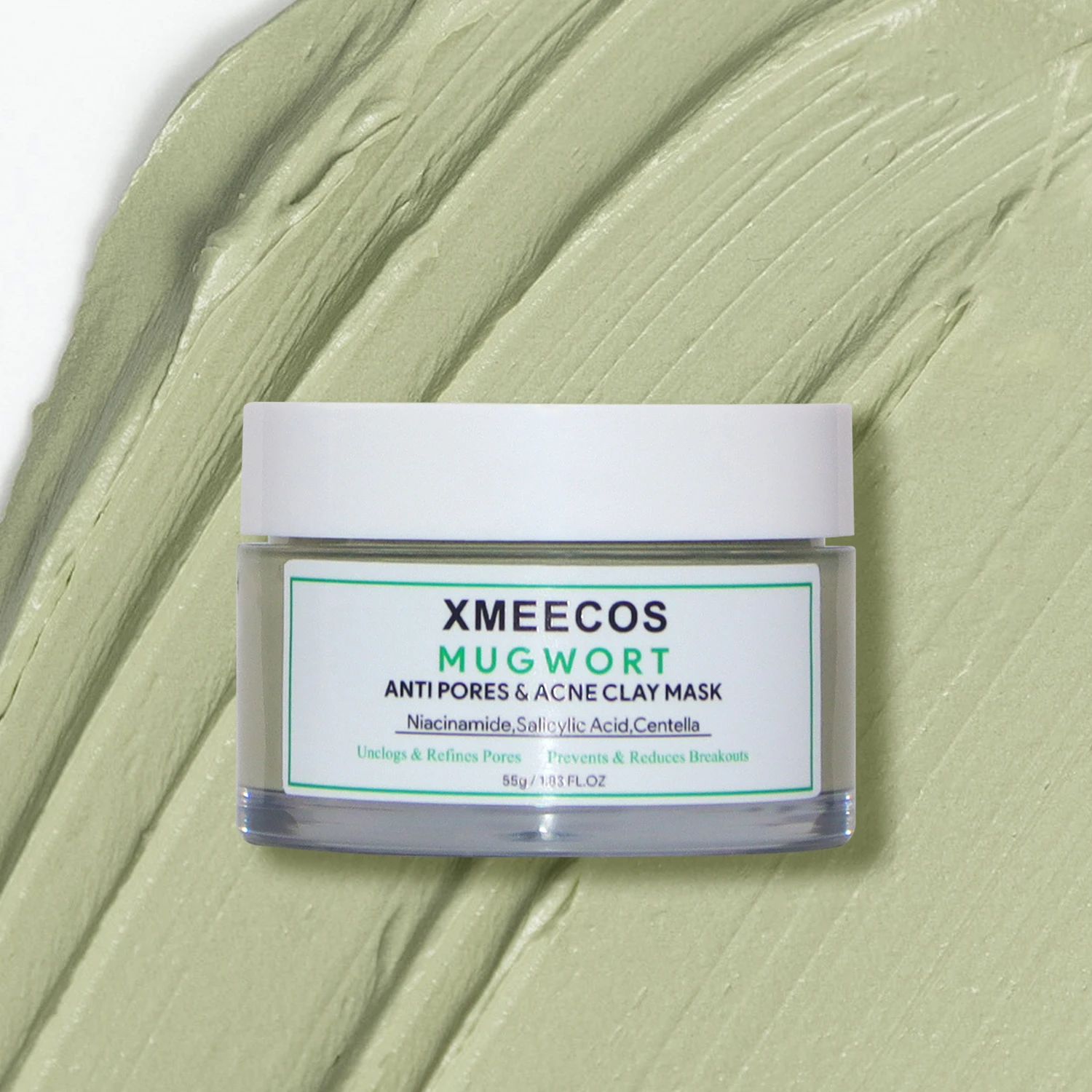 New Mugwort Mask Anti Pores & Acne Green Clay Mask Moisturizing Oil-Control Organic Vegan Mud Facial Mask