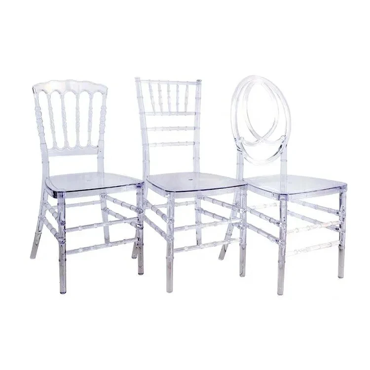 Wholesale Trasparentes Tiffany Napoleon White Clear Silla De Boda Chiavari Resin Acrylic Plastic Hotel Chairs for Wedding