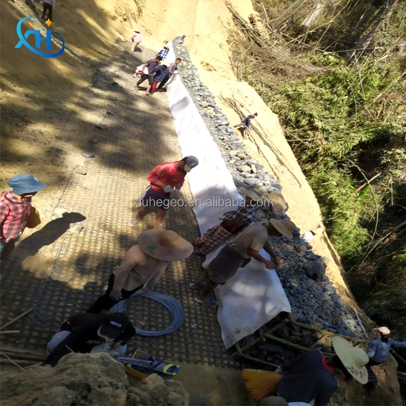 Geogrid Is Warp Knitted And Coated With PVC Reinforcement Of Subgrade  Geogrid High Strength Polyester Geogrid