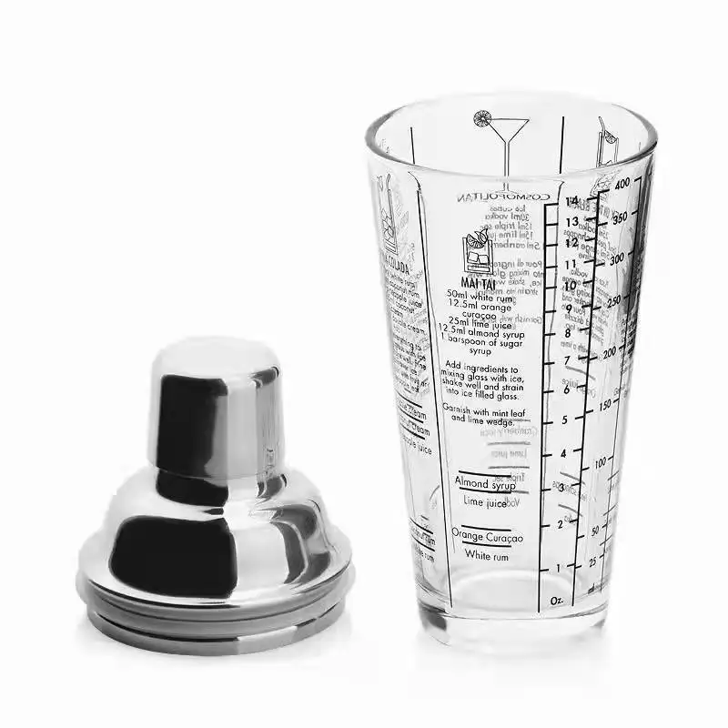 Stainless steel shaker Milk tea Glass shaker cocktail shaker for saloon  with scale