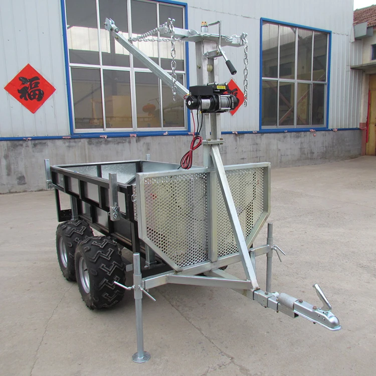 Outdoor Utility Pulled Twin Axle Farm Atv Trailer Atv Towed Log Trailer For Timber And Multi-Use